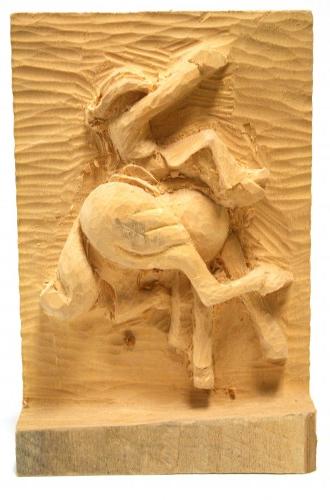 吉姆·萨维奇未完成的牛仔骑马的雕刻